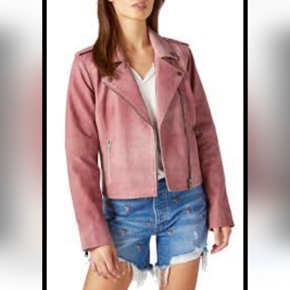 Lucky Brand Leather Dusty Pink Moto Jacket